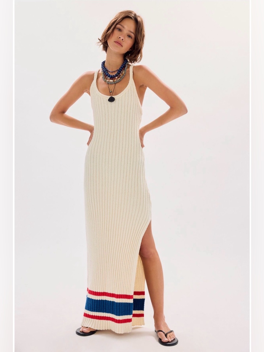 Free People The Sock Maxi Dress Ivory XS NWT 🔖Ribbed Racerback